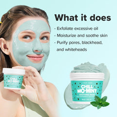 I DEW CARE Chill Mo-Mint spread-on-face reveals minty, refreshing cooling.