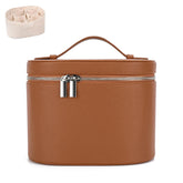 IEMIEBOAMGNOY leather makeup bag standing upright for easy, hands-free access
