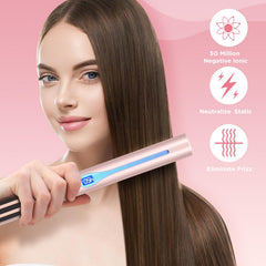 IG INGLAM titanium flat iron infrared negative ion emission helps retain moisture and shine