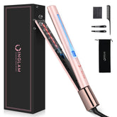 IG INGLAM titanium flat iron with LCD display shows precise heat settings for styling