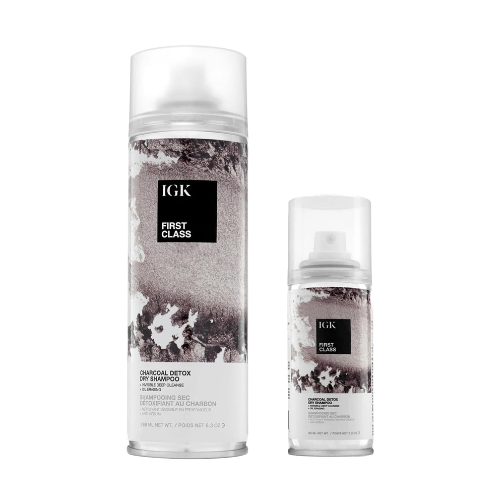 IGK FIRST CLASS charcoal detox dry shampoo bottle front for instant volume boost