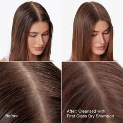 IGK FIRST CLASS dry shampoo in-use spray with 30-second activation