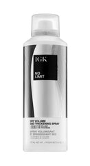 IGK NO LIMIT dry-volume-spray bottle closeup shows weightless lift.