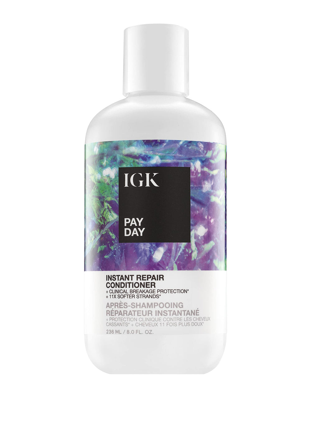 IGK PAY DAY instant repair conditioner bottle highlights repair-ready formula for stronger, shinier hair