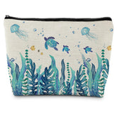 Ignytiger sea turtle makeup bag with coastal design for travel organization