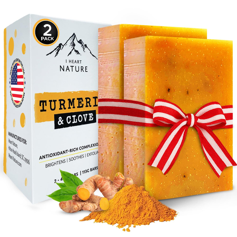 iHeart Nature turmeric bar soap 2-pack pack-shot highlighting value and artisanal craftsmanship
