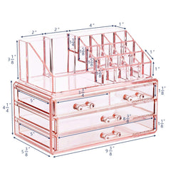 Ikee Design pink storage lower four drawers expand space for larger cosmetics.