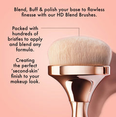 ICONIC LONDON HD Blend brush in hand demonstrates comfortable, precise control with the sculpted handles.