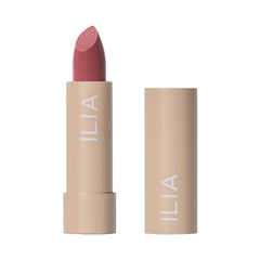 ILIA Color Block Lipstick Rosette swatches show creamy, long-wearing color.