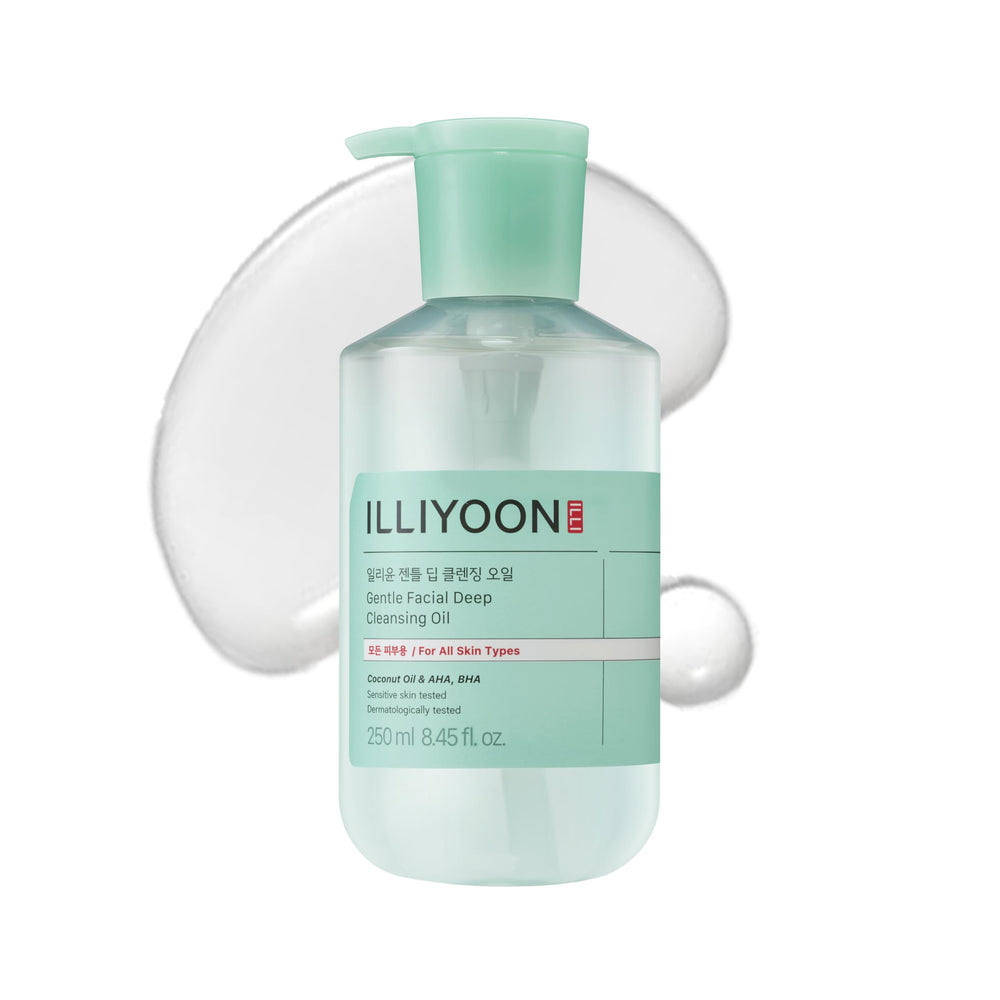 Illiyoon Gentle Deep Cleansing Oil bottle front highlights fragrance-free formula for sensitive skin.