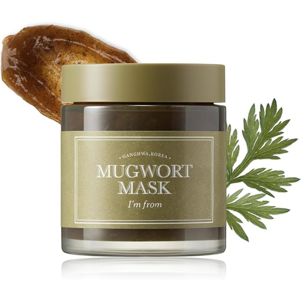 I'm From Mugwort Mask bottle closeup highlighting refreshing gel formula for sensitive skin