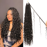 Su Mei.s Goddess Box Braids Crochet Hair - 24in Water Wave Boho Braids (9 Pack, 1B#)