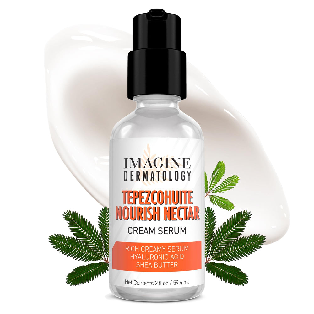 Imagine Dermatology Tepezcohuite Nourish Nectar cream bottle highlighting rich hydration
