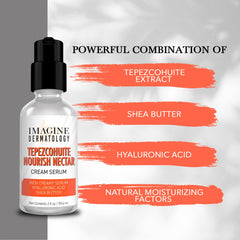 Imagine Dermatology Tepezcohuite Nourish Nectar ingredients list with hyaluronic acid and shea butter