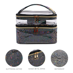 Imerelez makeup bag waterproof top layer highlights easy cleaning and spill protection.