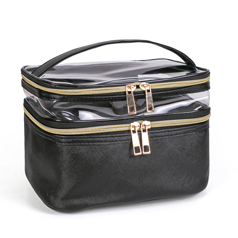 Imerelez travel makeup bag large-capacity view for on-the-go cosmetics organization.