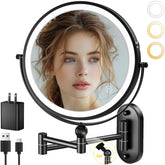 IMIKONA 9-inch wall-mounted makeup mirror with extended arm for precise angle adjustment