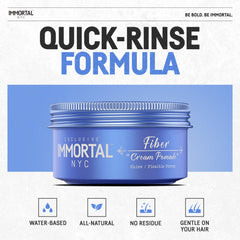 Immortal NYC Fiber Cream Pomade styled texture shows defined matte look