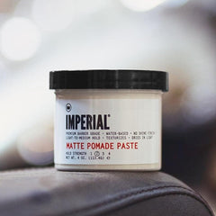 Imperial Barber Matte Pomade Paste texture adds thickness and grip without shine, ideal for textured looks