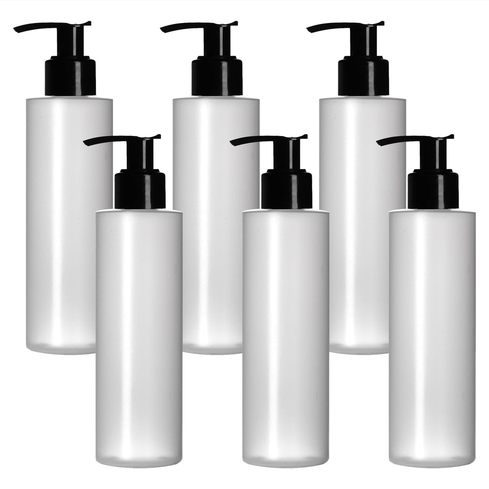 IMPRESA plastic pump dispenser bottle front view, opaque 8 oz, multipurpose storage.