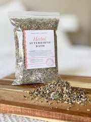 In His Hands Herbal Postpartum Bath brewed water close-up promotes comforting bonding and perineal soothing aromas.