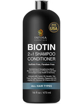 INFINA ESSENTIALS Biotin 2-in-1 Shampoo bottle for daily cleansing and hair thickening