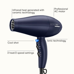 InfinitiPRO texture-styling dryer demonstrates gentle airflow for natural waves and defined texture.