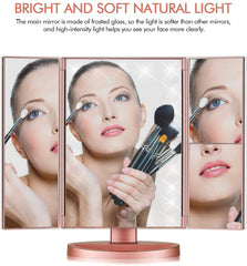 Infitrans trifold mirror displays 1x 2x 3x magnifications for detailed grooming.