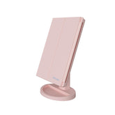 Infitrans trifold makeup mirror front view with bright LEDs for precise makeup.