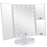 Infitrans trifold makeup mirror with lights provides even illumination for flawless prep