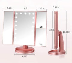 Infitrans makeup mirror lit panel showing adjustable lighting for dim bathrooms.
