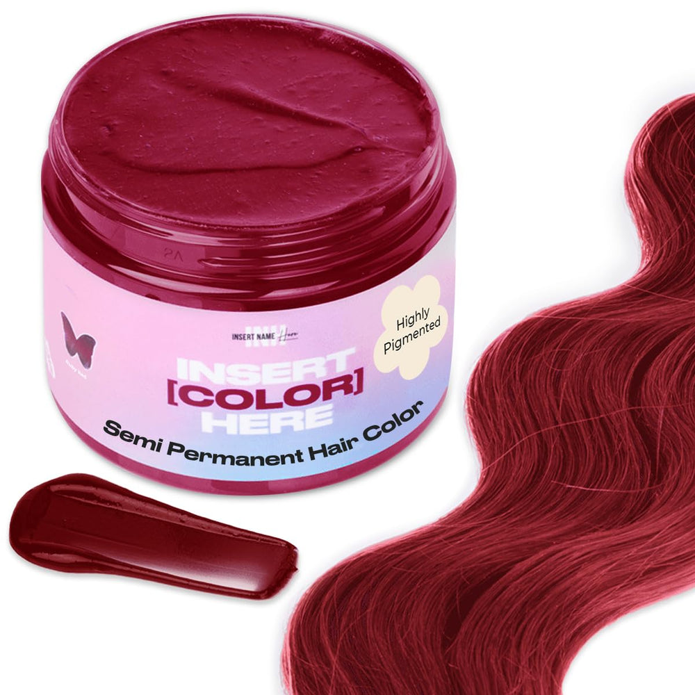 INH ruby red bottle shows vibrant, temporary color tint for hair.