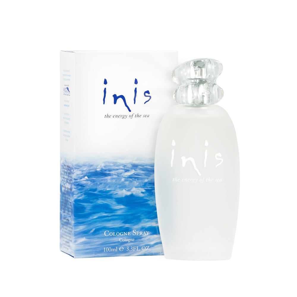 Inis Energy of the Sea bottle closeup showing frosted glass finish for lasting freshness