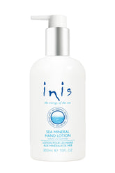 Inis the Energy of the Sea hand lotion packaging with a sparkling bottle for everyday hydration.