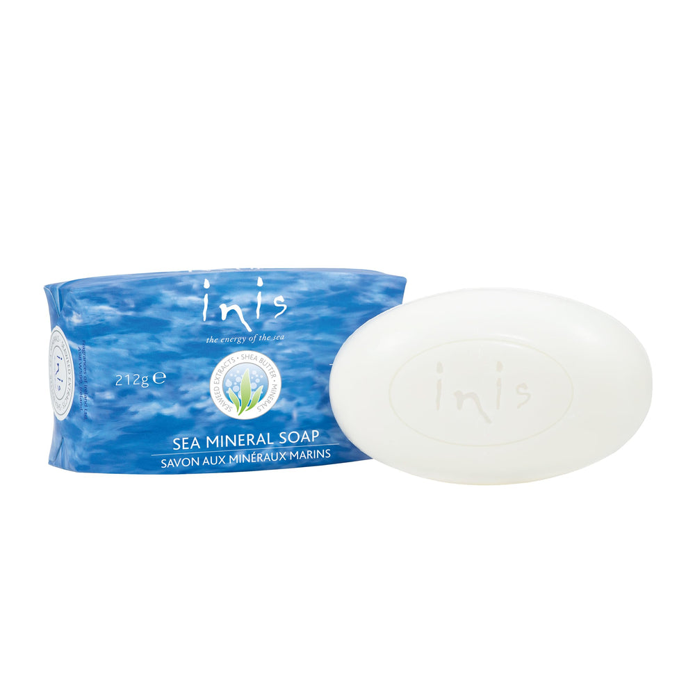 Inis Energy of the Sea soap bar closeup highlighting mineral-rich skin nourishment