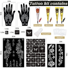 InkForge tattoo kit contents showing colors, gloves, and tools for DIY art.