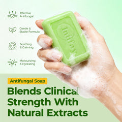 Inlifay antifungal soap tea tree oil drop emphasizes natural scent and quality.