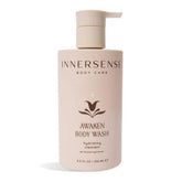 INNERSENSE Awaken Body Wash bottle front view highlighting hydrating formula.