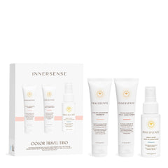 INNERSENSE Color Travel Hair Trio Awakening Hairbath bottle demonstrates gentle sulfate-free cleansing for color-treated hair