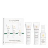 INNERSENSE Hydrating Travel Hair Trio packaging shows compact travel-ready bottles for on-the-go moisture.