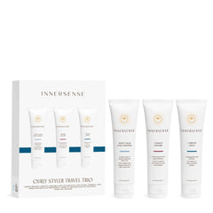 INNERSENSE I Create Hold gel travel pack pour demonstrates defined curls on the go.