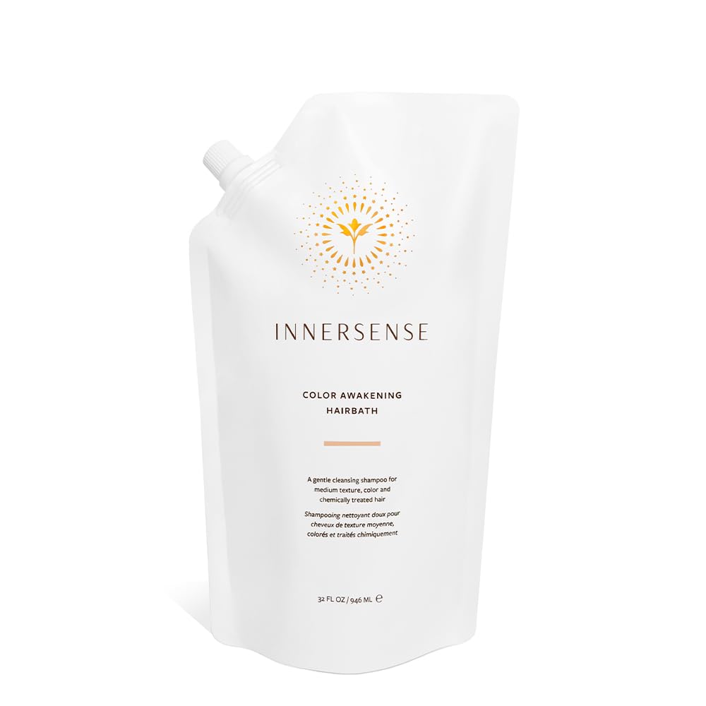 INNERSENSE Natural Color Awakening Hairbath refill pouch showing eco-friendly option for color-safe cleansing