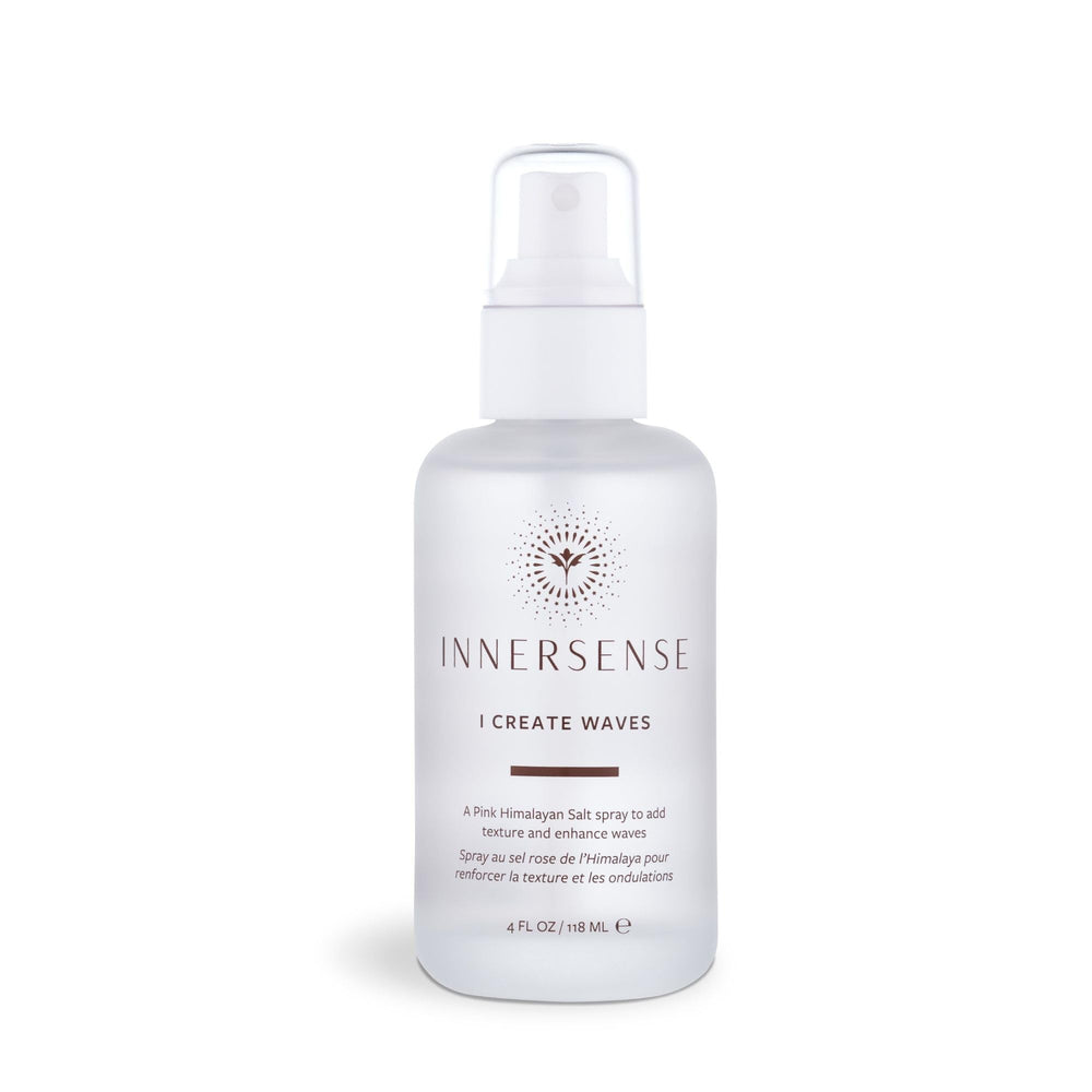 INNERSENSE pink salt spray bottle 4oz for lightweight texture and natural waves.