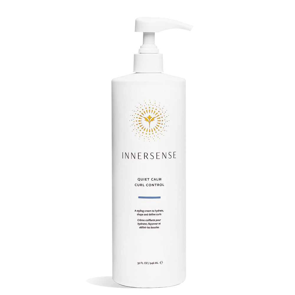 INNERSENSE Quiet Calm Curl Control bottle with pump for defined, frizz-free curls