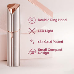 INNOBEAUT facial hair remover rose gold side view, comfortable grip