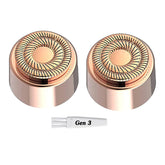 INNOBEAUT Gen3 replacement head close-up showing hypoallergenic 18K-gold plating for sensitive skin.