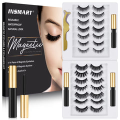 INSMART magnetic eyelashes 14-pair set for a lightweight natural look