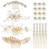 inSowni gold flower leaf side combs add delicate sparkle to bridal updos