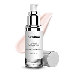 Instaderm Instant Eye Tightener packaging highlights premium anti-puffiness formula.