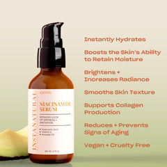 InstaNatural Niacinamide Serum label close-up signals clean skincare